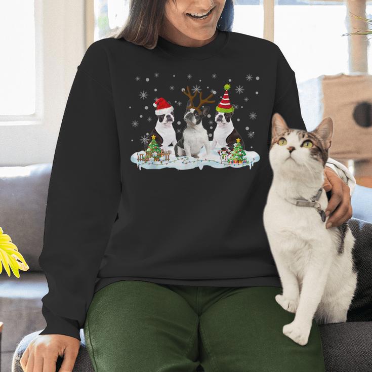 Christmas Boston Terrier Santa Dog Lover Women Crewneck Sweatshirt, Boston Terrier Christmas Sweatshirts, gift for family, gift for coworker