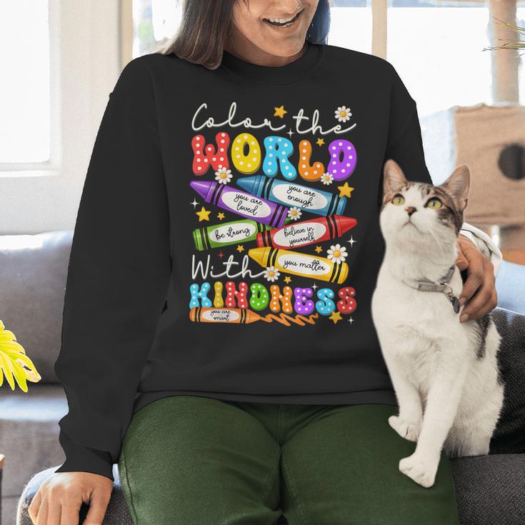 Color The World With Kindness Crayon Positivity Teacher Women Crewneck Sweatshirt, gift for family, gift for coworker Color The World With Kindness Crayon Positivity Teacher Women Crewneck Sweatshirt, gift for family, gift for coworker