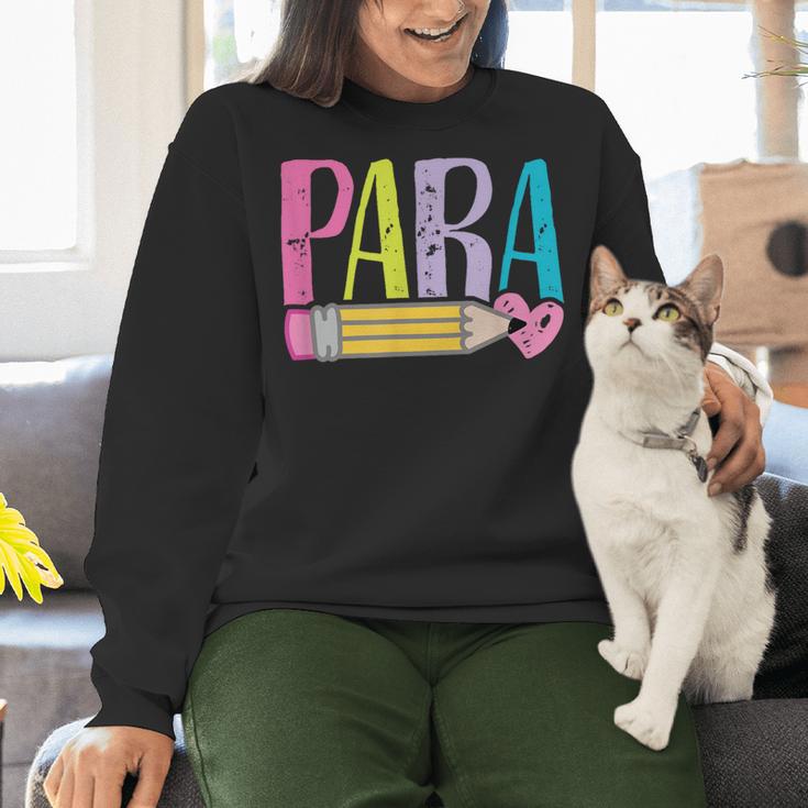 Colorful PARA Teacher Paraprofessional Cute Pencil Women Crewneck Sweatshirt, gift for family, gift for coworker Colorful PARA Teacher Paraprofessional Cute Pencil Women Crewneck Sweatshirt, gift for family, gift for coworker