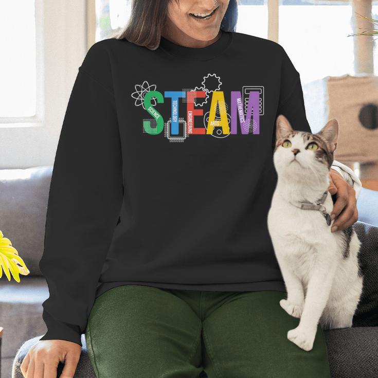 Colorful Steam Letters For Steam Program Teacher And Student Women Crewneck Sweatshirt, gift for family, gift for coworker