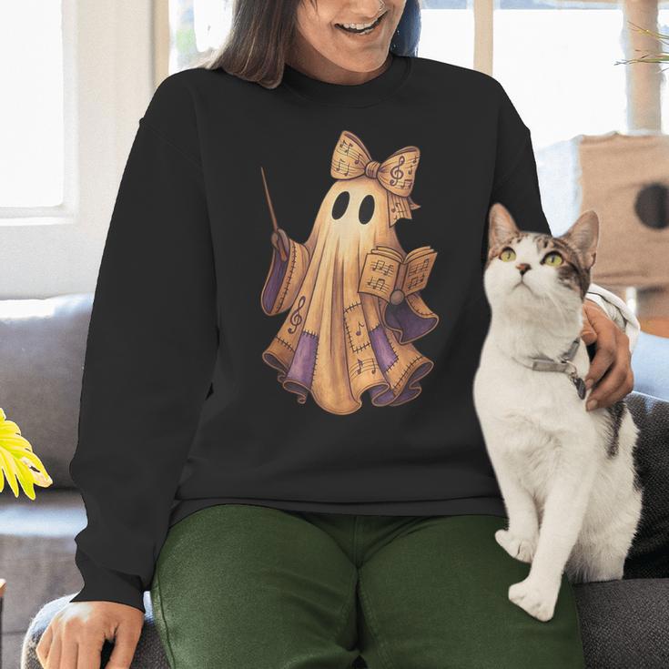 Coquette Music Note Patchwork Ghost Music Teacher Halloween Women Crewneck Sweatshirt, gift for family, gift for coworker Coquette Music Note Patchwork Ghost Music Teacher Halloween Women Crewneck Sweatshirt, gift for family, gift for coworker