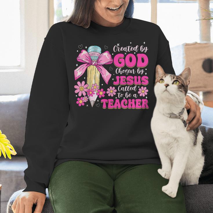 Created By God Called To Teacher Jesus Christian Teacher Women Crewneck Sweatshirt, gift for family, gift for coworker Created By God Called To Teacher Jesus Christian Teacher Women Crewneck Sweatshirt, gift for family, gift for coworker