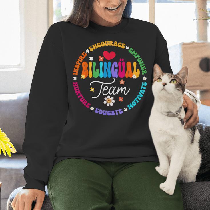 Cultivando Bilingues Dual Language Bilingual Team Teacher Women Crewneck Sweatshirt, gift for family, gift for coworker