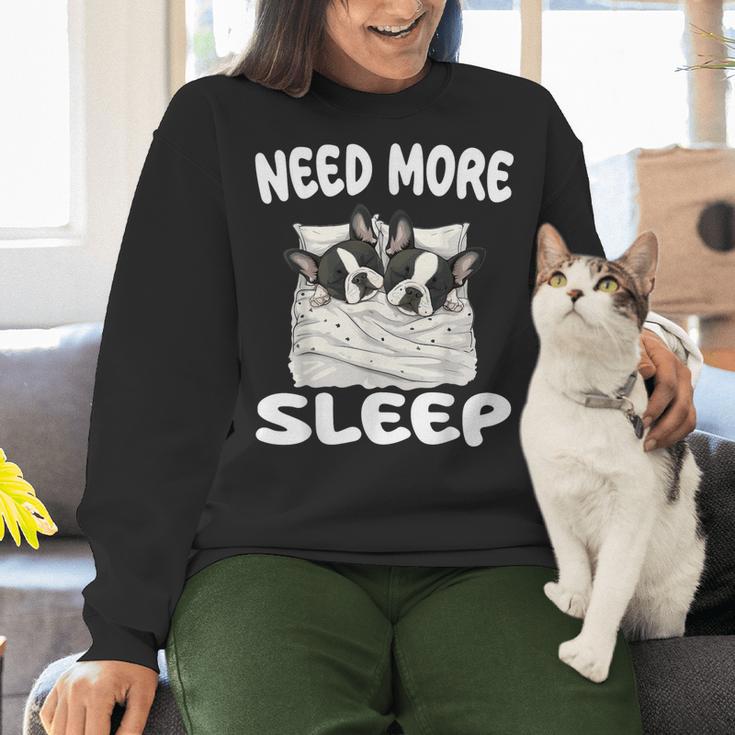 Cute Boston Terrier Need More Sleep Pajamas Nightgown Women Crewneck Sweatshirt, gift for family, gift for coworker