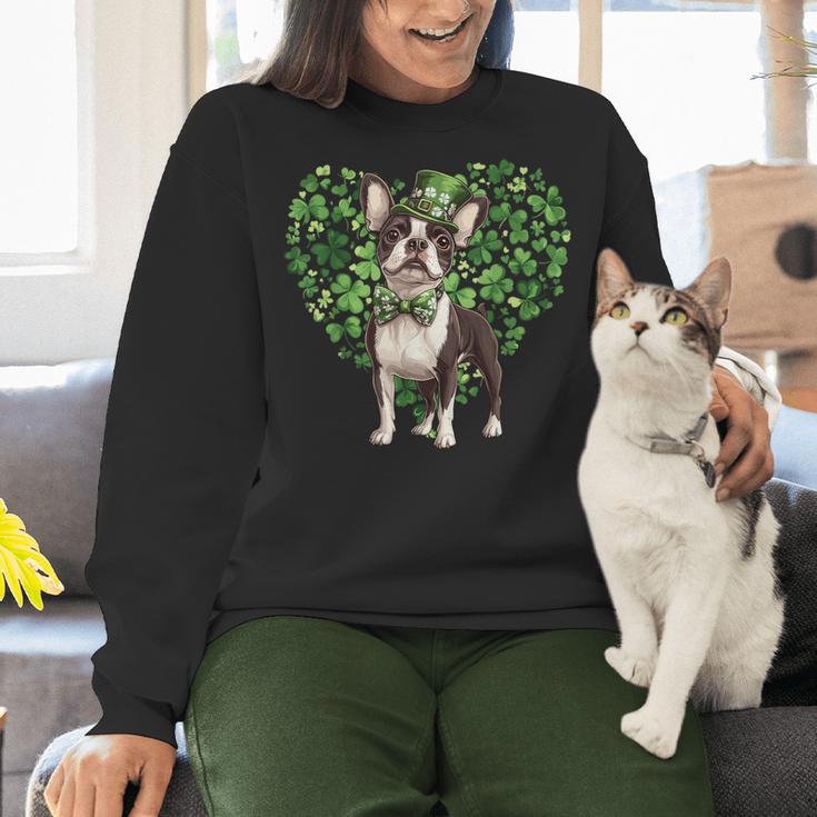 Cute Boston Terrier Shamrock St Patrick's Day Dog Lover Men Women Kids Women Crewneck Sweatshirt, gift for family, gift for coworker