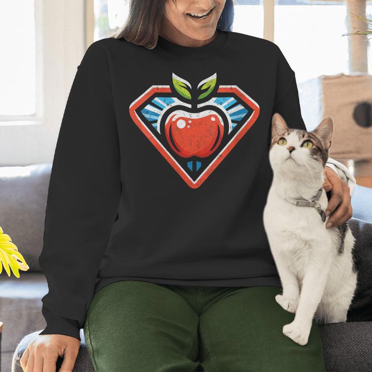 Cute Distressed Super Teacher Superhero Apple Women Crewneck Sweatshirt, Super Teacher Sweatshirts, gift for family, gift for coworker Cute Distressed Super Teacher Superhero Apple Women Crewneck Sweatshirt, Super Teacher Sweatshirts, gift for family, gift for coworker