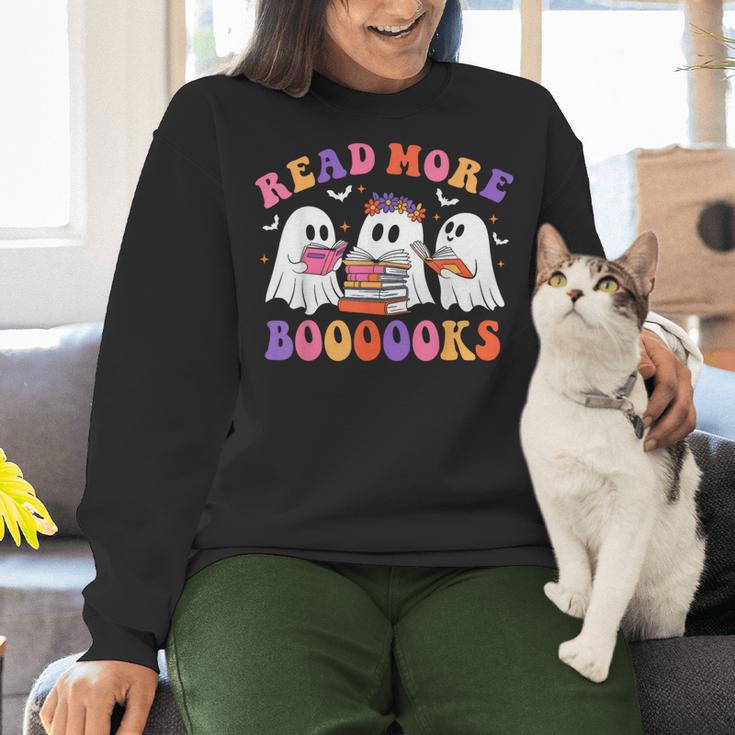 Cute Ghost Read More Books Lover Teacher Halloween Costume Women Crewneck Sweatshirt, gift for family, gift for coworker