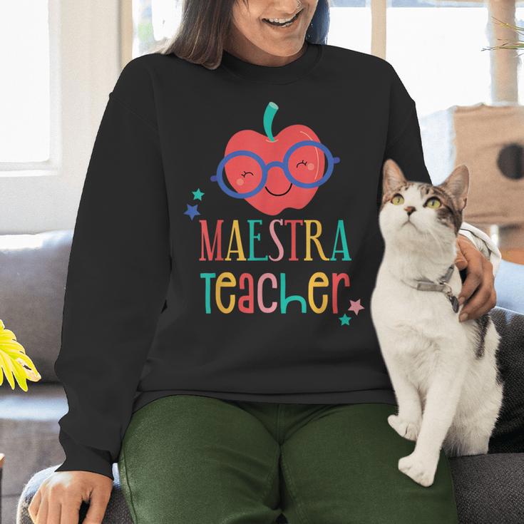 Cute Maestra Teacher Women Crewneck Sweatshirt, gift for family, gift for coworker