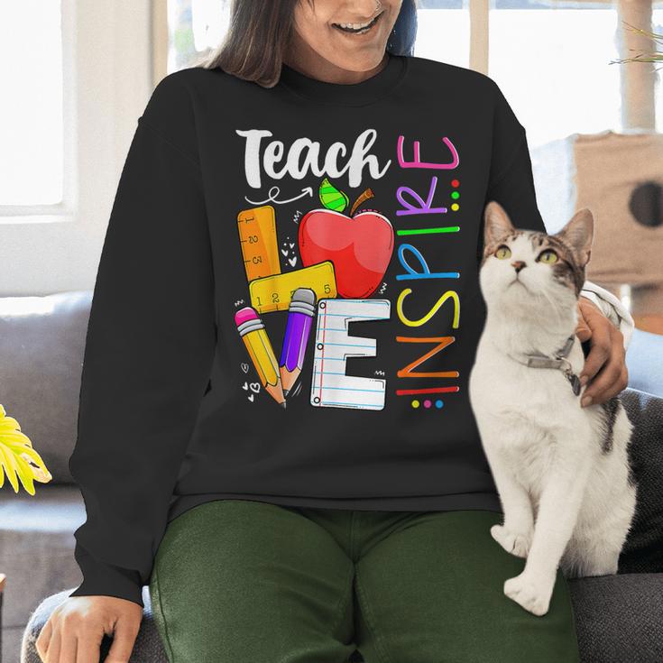 Cute Teach Love And Inspire Men Women Teacher Women Crewneck Sweatshirt, gift for family, gift for coworker Cute Teach Love And Inspire Men Women Teacher Women Crewneck Sweatshirt, gift for family, gift for coworker