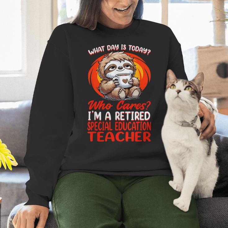 What Day Is Today Retired Special Education Teacher Women Crewneck Sweatshirt, gift for family, gift for coworker What Day Is Today Retired Special Education Teacher Women Crewneck Sweatshirt, gift for family, gift for coworker