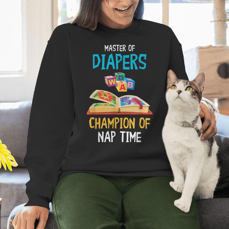 Daycare Provider Master Of Diapers Childcare Teacher Women Crewneck Sweatshirt, gift for family, gift for coworker
