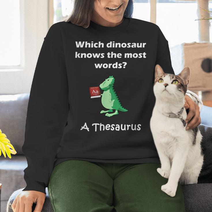 Dinosaur Thesaurus Grammar Joke Teacher Women Crewneck Sweatshirt, gift for family, gift for coworker Dinosaur Thesaurus Grammar Joke Teacher Women Crewneck Sweatshirt, gift for family, gift for coworker