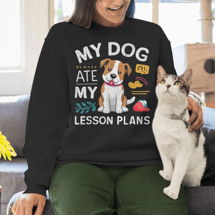 My Dog Ate My Lesson Plan Teacher Back To School Women Crewneck Sweatshirt, gift for family, gift for coworker