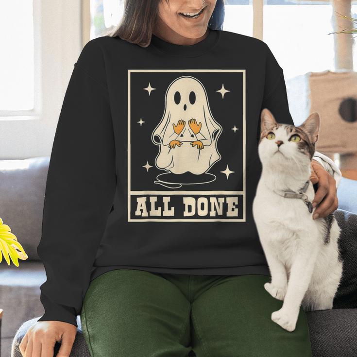All Done Sign Language Ghost Speech Pathology Teacher Women Crewneck Sweatshirt, gift for family, gift for coworker All Done Sign Language Ghost Speech Pathology Teacher Women Crewneck Sweatshirt, gift for family, gift for coworker