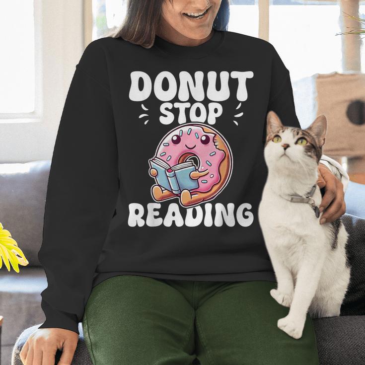 Donut Stop Reading Kawaii Teacher Preschool Kindergarten Women Crewneck Sweatshirt, gift for family, gift for coworker Donut Stop Reading Kawaii Teacher Preschool Kindergarten Women Crewneck Sweatshirt, gift for family, gift for coworker