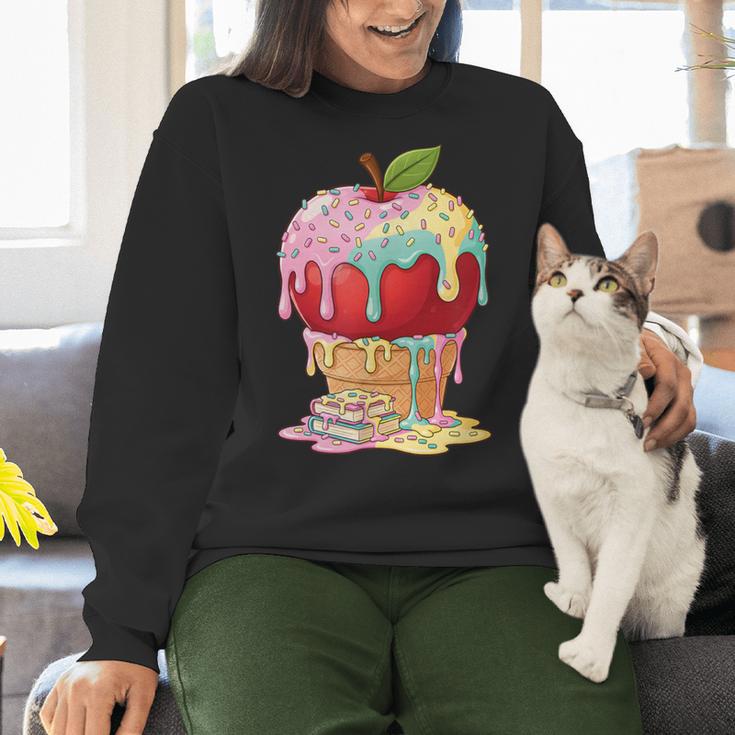 Dripping Apple Ice Cream Cone Cute Teacher Appreciation Women Crewneck Sweatshirt, gift for family, gift for coworker Dripping Apple Ice Cream Cone Cute Teacher Appreciation Women Crewneck Sweatshirt, gift for family, gift for coworker