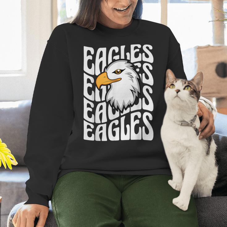 Eagles School Sports Fan Team Spirit Teacher Parent Student Women Crewneck Sweatshirt, gift for family, gift for coworker