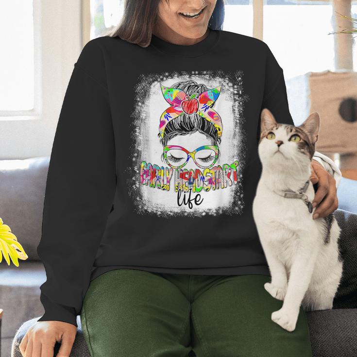 Early Head Start Life Messy Bun Back To School Teacher Women Women Crewneck Sweatshirt, gift for family, gift for coworker Early Head Start Life Messy Bun Back To School Teacher Women Women Crewneck Sweatshirt, gift for family, gift for coworker