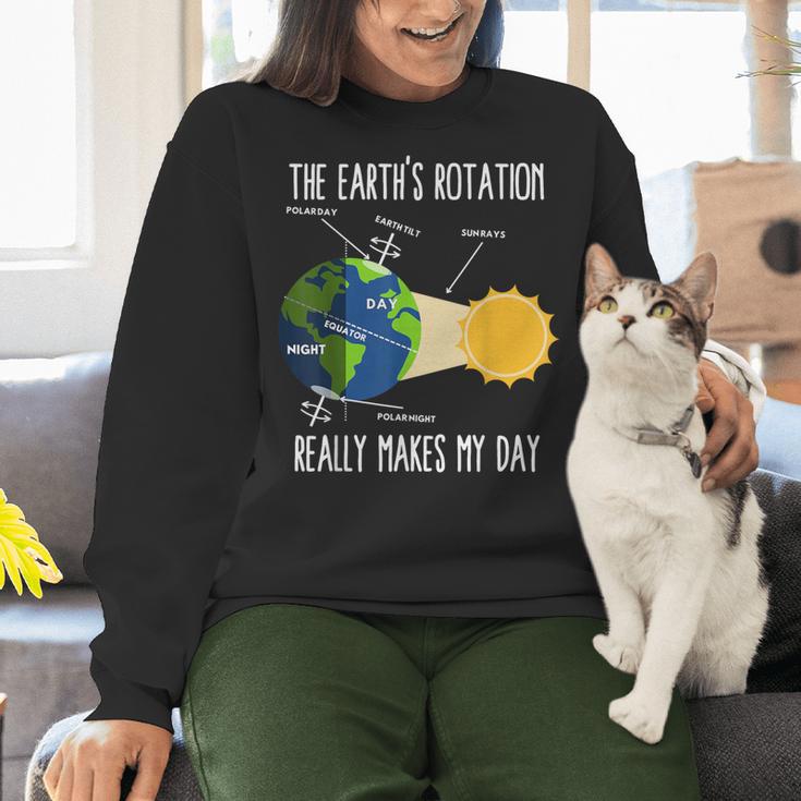 Earth Rotation Earth Day Science Teacher Kids Women Women Crewneck Sweatshirt, Science Teacher Sweatshirts, gift for family, gift for coworker