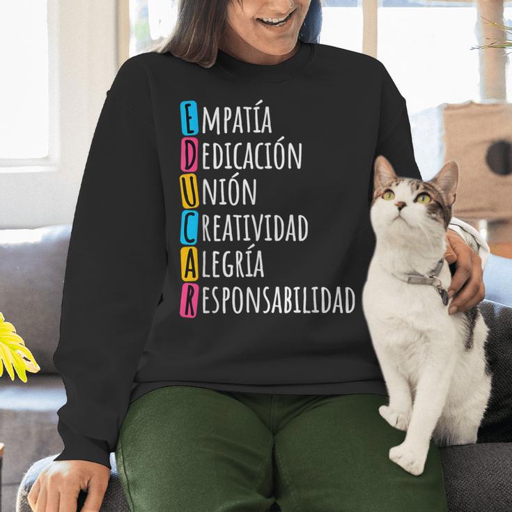 Educar Bilingual Spanish Teacher Women Crewneck Sweatshirt, gift for family, gift for coworker Educar Bilingual Spanish Teacher Women Crewneck Sweatshirt, gift for family, gift for coworker