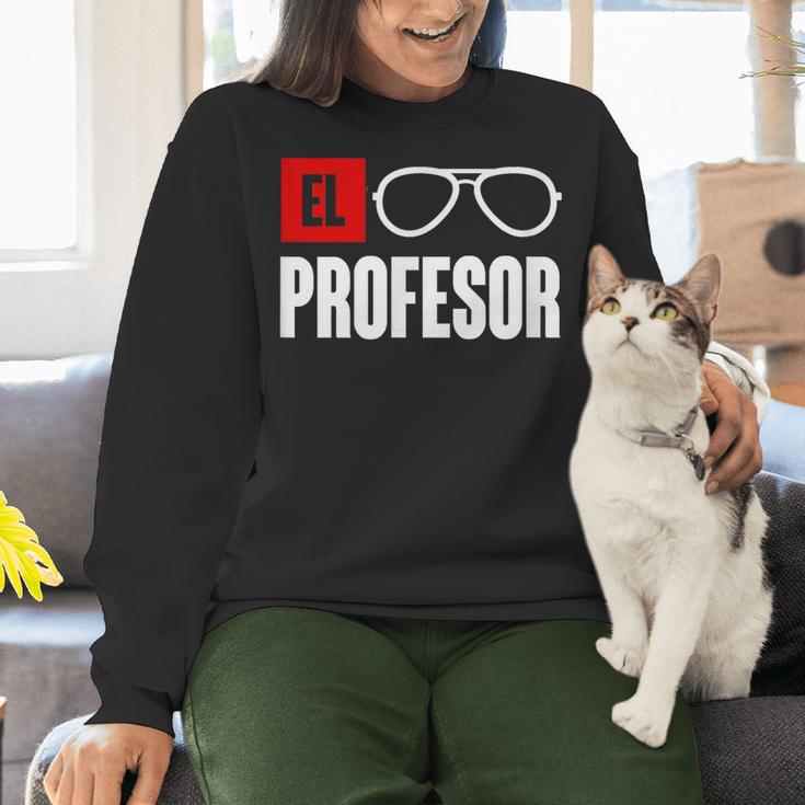 El Professor Money Costume Profesor Glasses Men Teacher Gift Women Crewneck Sweatshirt, gift for family, gift for coworker