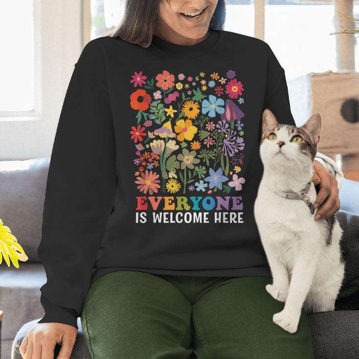 Everyone Is Welcome Here Tshirt Idaho Teacher Support Retro Women Crewneck Sweatshirt, gift for family, gift for coworker