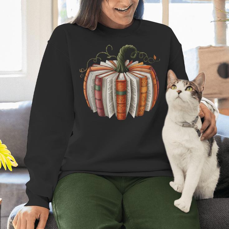 Fall Book Pumpkin Retro Reading Halloween Teacher Librarian Women Crewneck Sweatshirt, gift for family, gift for coworker Fall Book Pumpkin Retro Reading Halloween Teacher Librarian Women Crewneck Sweatshirt, gift for family, gift for coworker