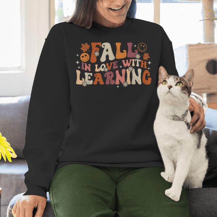 Fall In Love With Learning Autum Thanksgiving Teacher Kids Women Crewneck Sweatshirt, gift for family, gift for coworker Fall In Love With Learning Autum Thanksgiving Teacher Kids Women Crewneck Sweatshirt, gift for family, gift for coworker