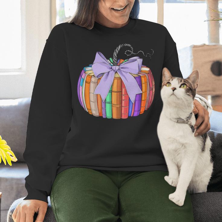 Fall Pumpkin Books Lover Halloween Teacher Teaching Staff Women Crewneck Sweatshirt, gift for family, gift for coworker Fall Pumpkin Books Lover Halloween Teacher Teaching Staff Women Crewneck Sweatshirt, gift for family, gift for coworker