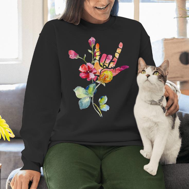 Flower American Sign Language ASL Teacher Teaching Deaf Women Crewneck Sweatshirt, gift for family, gift for coworker Flower American Sign Language ASL Teacher Teaching Deaf Women Crewneck Sweatshirt, gift for family, gift for coworker