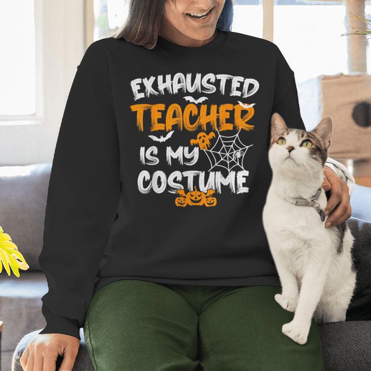 Fun Halloween Sayings Quotes Exhausted Teacher Is My Costume -Adults Short Sleeve Halloween Teacher T-Shirt Small Women Crewneck Sweatshirt, gift for family, gift for coworker Fun Halloween Sayings Quotes Exhausted Teacher Is My Costume -Adults Short Sleeve Halloween Teacher T-Shirt Small Women Crewneck Sweatshirt, gift for family, gift for coworker