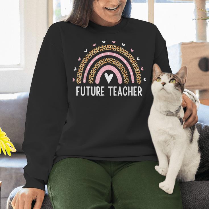 Future Teacher Kids Youth Girls Leopard Rainbow Women Women Crewneck Sweatshirt, Future Teacher Sweatshirts, gift for family, gift for coworker