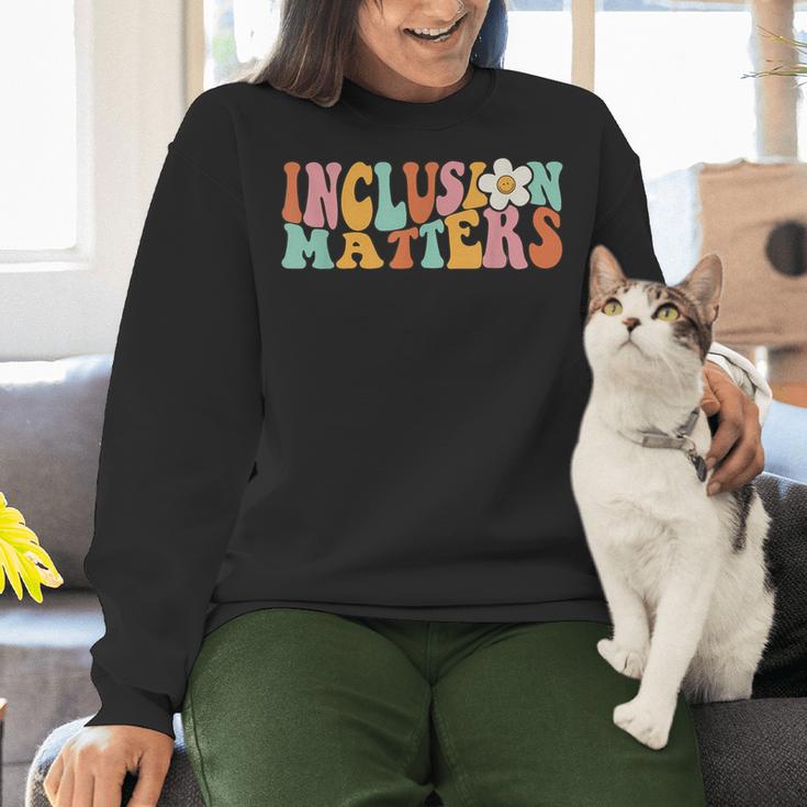 Gnoovy Vintage Inclusion Matters Special Education Teacher Women Crewneck Sweatshirt, gift for family, gift for coworker