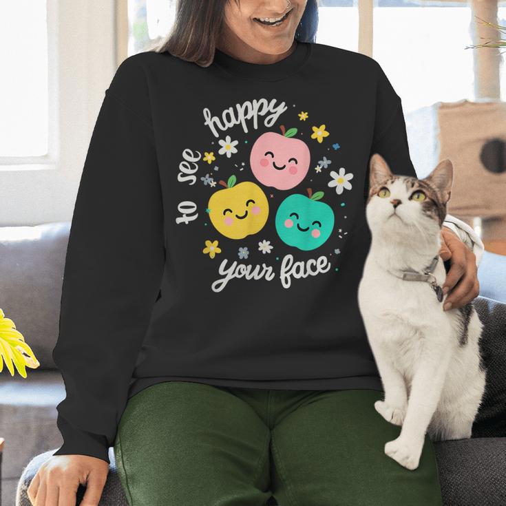 Groovy Happy To See Your Face Teacher School Appreciation Women Crewneck Sweatshirt, Groovy Teacher Sweatshirts, gift for family, gift for coworker Groovy Happy To See Your Face Teacher School Appreciation Women Crewneck Sweatshirt, Groovy Teacher Sweatshirts, gift for family, gift for coworker