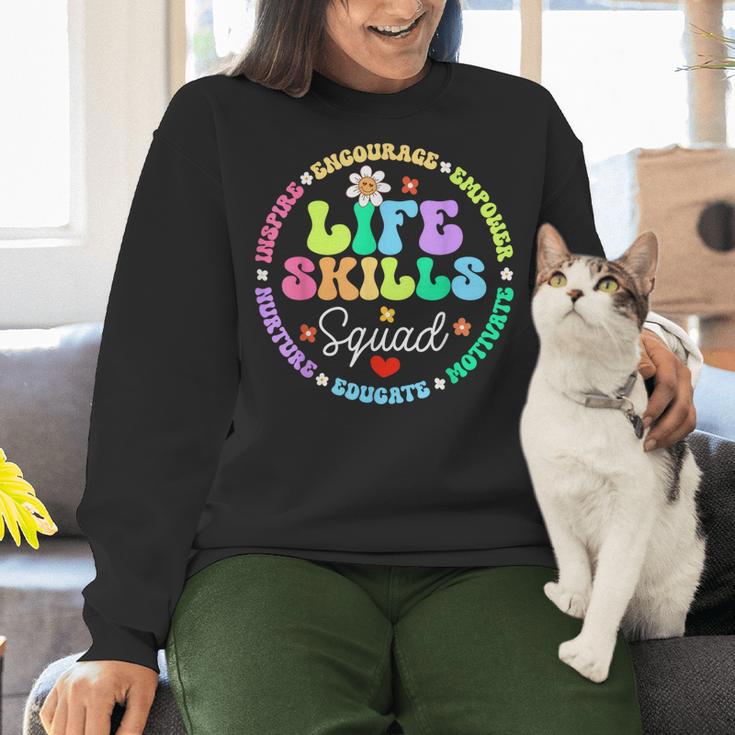 Groovy Life Skills Squad Teacher Special Ed SPED Team Crew Women Crewneck Sweatshirt, Groovy Teacher Sweatshirts, gift for family, gift for coworker