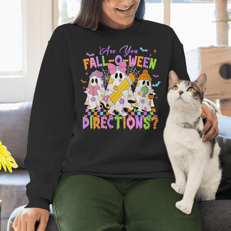 Halloween Floral Ghost Teacher Are You Falloween Directions Women Crewneck Sweatshirt, gift for family, gift for coworker Halloween Floral Ghost Teacher Are You Falloween Directions Women Crewneck Sweatshirt, gift for family, gift for coworker