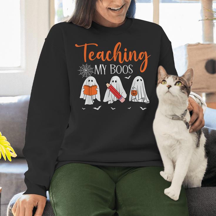 Halloween Ghost Teachers Teaching My Boos Costume Women Men Women Crewneck Sweatshirt, gift for family, gift for coworker