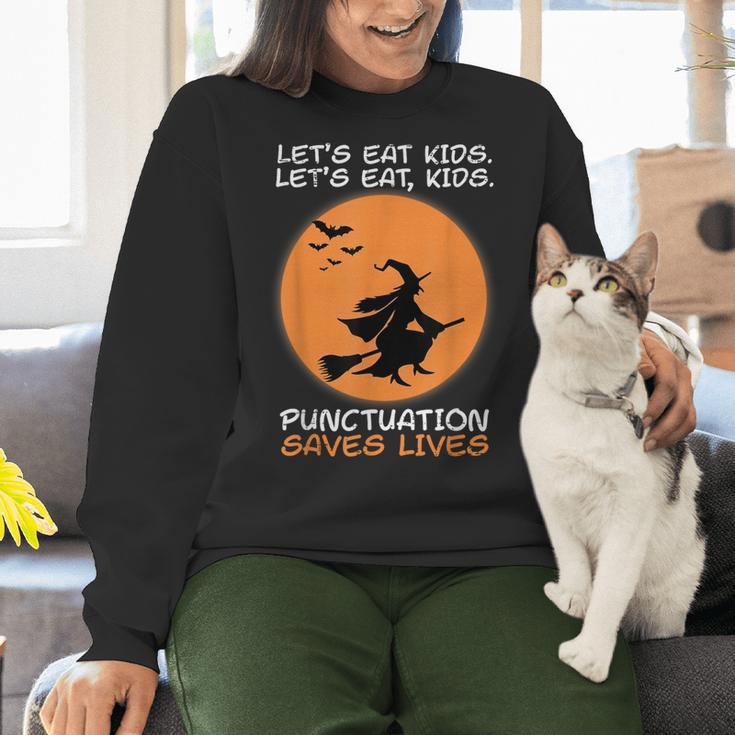 Halloween Teacher Witch Lets Eat Kids Punctuation Women Crewneck Sweatshirt, gift for family, gift for coworker Halloween Teacher Witch Lets Eat Kids Punctuation Women Crewneck Sweatshirt, gift for family, gift for coworker