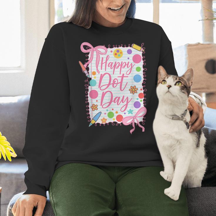 Happy Dot Day Bow Coquette For Teacher Girls Women Crewneck Sweatshirt, gift for family, gift for coworker Happy Dot Day Bow Coquette For Teacher Girls Women Crewneck Sweatshirt, gift for family, gift for coworker