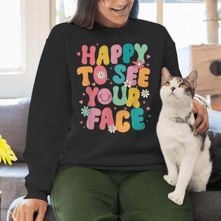 Happy To See Your Face Teacher Disco Ball Back To School Women Crewneck Sweatshirt, gift for family, gift for coworker Happy To See Your Face Teacher Disco Ball Back To School Women Crewneck Sweatshirt, gift for family, gift for coworker
