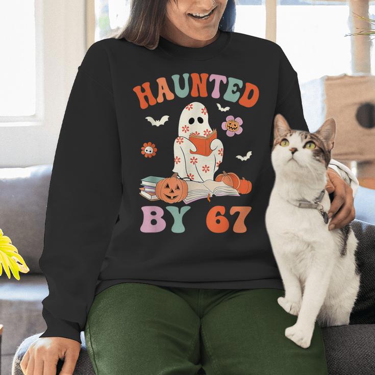 Haunted By 67 Boo Ghost Teacher 6 7 Halloween Costume Women Crewneck Sweatshirt, gift for family, gift for coworker Haunted By 67 Boo Ghost Teacher 6 7 Halloween Costume Women Crewneck Sweatshirt, gift for family, gift for coworker