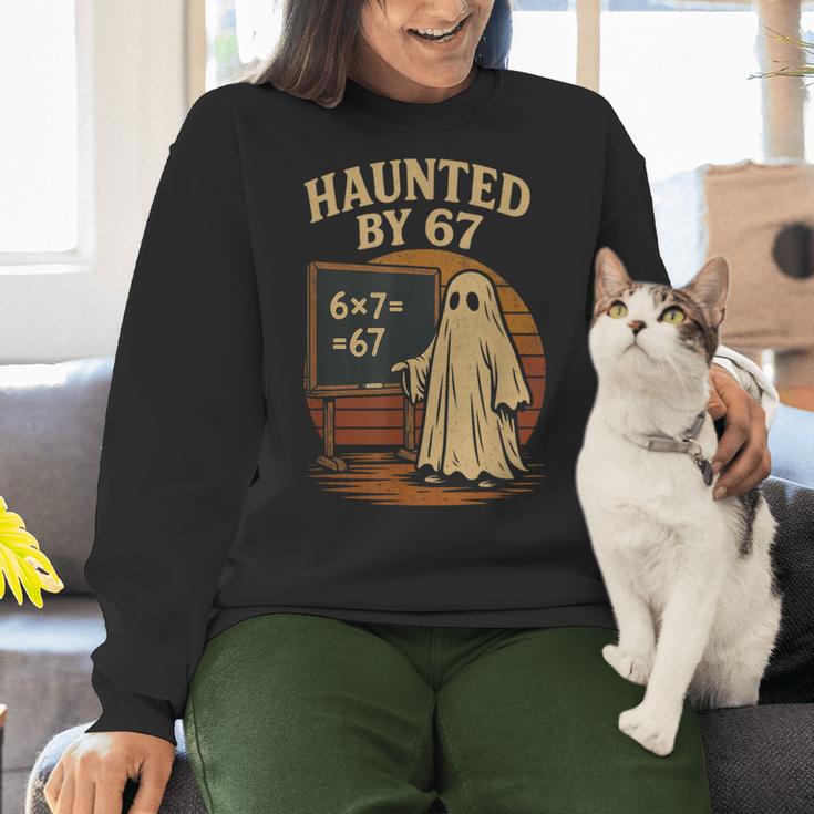 Haunted By 67 Ghost Math Joke Student Halloween Nerd Teacher Women Crewneck Sweatshirt, gift for family, gift for coworker