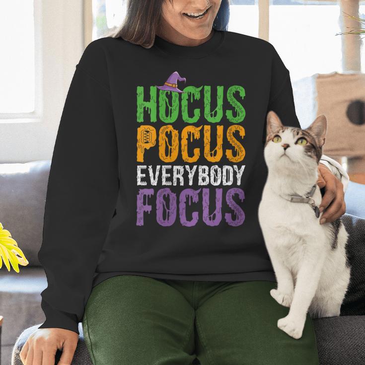 Hocus Pocus Everybody Focus Teacher Halloween Women Crewneck Sweatshirt, gift for family, gift for coworker Hocus Pocus Everybody Focus Teacher Halloween Women Crewneck Sweatshirt, gift for family, gift for coworker