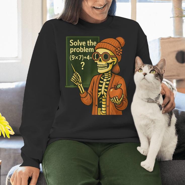 HUGvyn Halloween Skeleton Six Seven 67 Meme PEMDAS Teacher Women Crewneck Sweatshirt, gift for family, gift for coworker HUGvyn Halloween Skeleton Six Seven 67 Meme PEMDAS Teacher Women Crewneck Sweatshirt, gift for family, gift for coworker