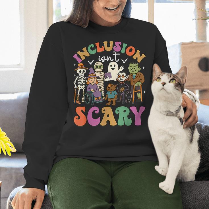 Inclusion Isn't Scary Ghost Mummy Halloween SLP Sped Teacher Women Crewneck Sweatshirt, gift for family, gift for coworker