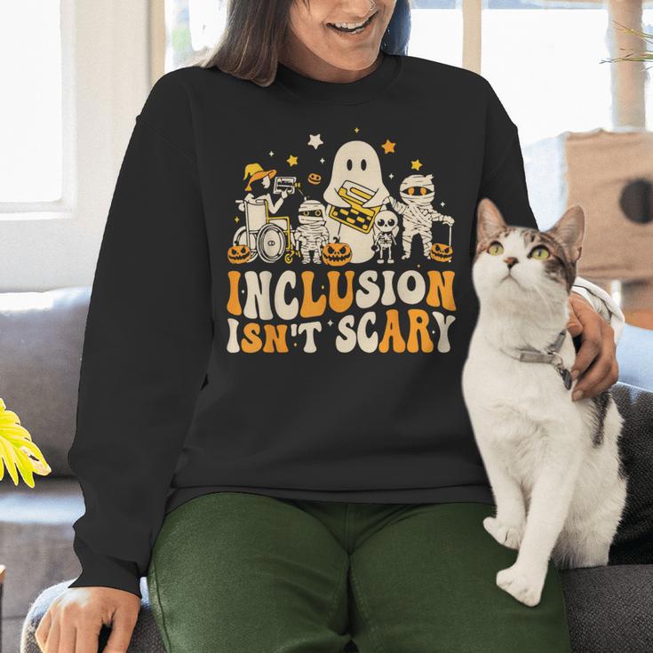 Inclusion Isn't Scary Mummy Boo Ghost Halloween SLP Teacher Women Crewneck Sweatshirt, gift for family, gift for coworker