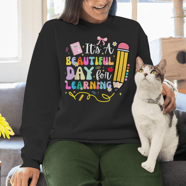 It's Beautiful Day For Learning Teacher Students Girls Boys Women Crewneck Sweatshirt, gift for family, gift for coworker It's Beautiful Day For Learning Teacher Students Girls Boys Women Crewneck Sweatshirt, gift for family, gift for coworker