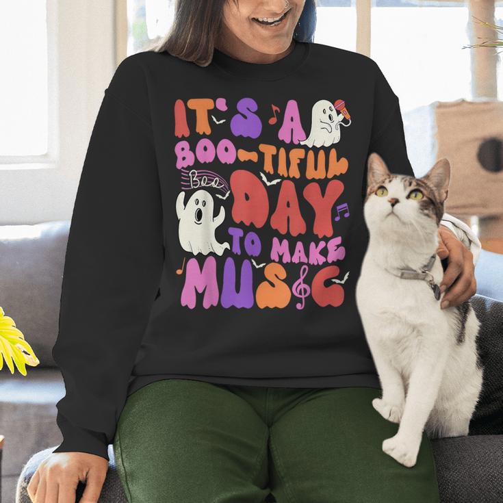 It's a Bootiful Day To Make Music Halloween Music Teacher Women Crewneck Sweatshirt, gift for family, gift for coworker