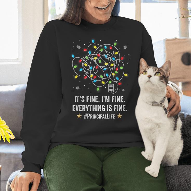 It's Fine I'm Fine Christmas Light Principal Teacher Xmas Men Women Women Crewneck Sweatshirt, gift for family, gift for coworker
