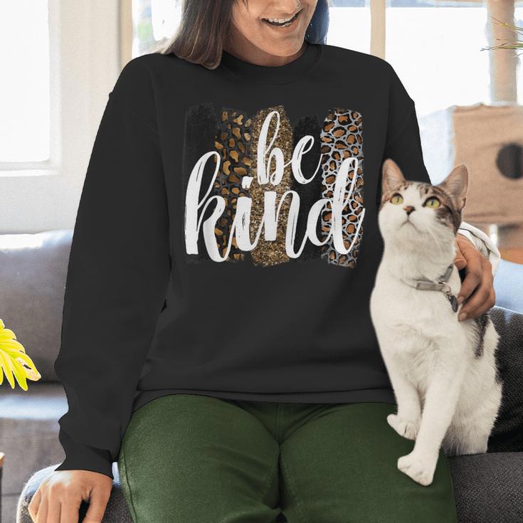 Be Kind Women Inspirational Teacher Animal Print Women Crewneck Sweatshirt, gift for family, gift for coworker